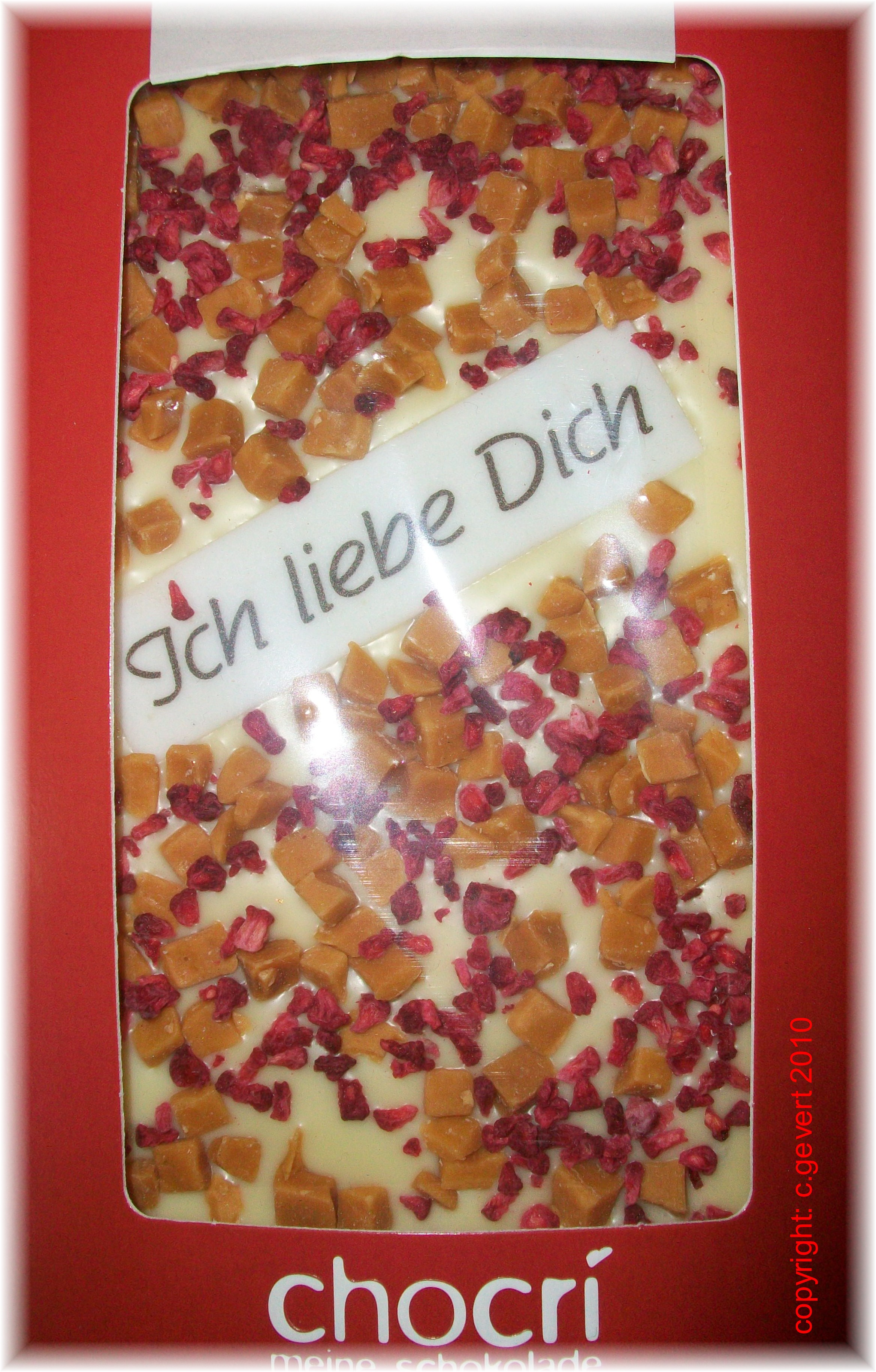 Liebesbotschaft Schokolade - mit Chocri.de k&ouml;nnen Sie Ihre Liebesbotschaft auf Schokolade drucken lassen